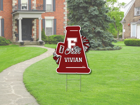 Custom Cheer Megaphone Yard Sign