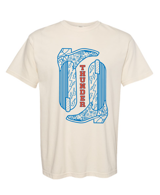 Cream Boots Tee - Blue Boot Design